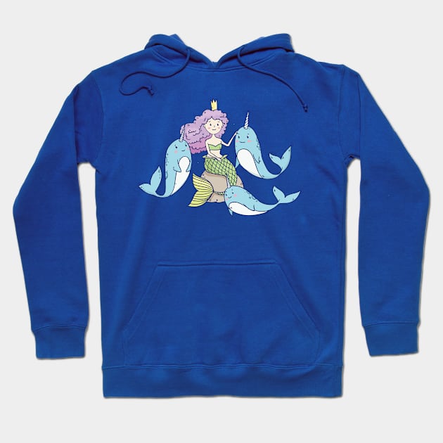 Fairy Little Mermaid and Narwhals Hoodie by Olya Yatsenko